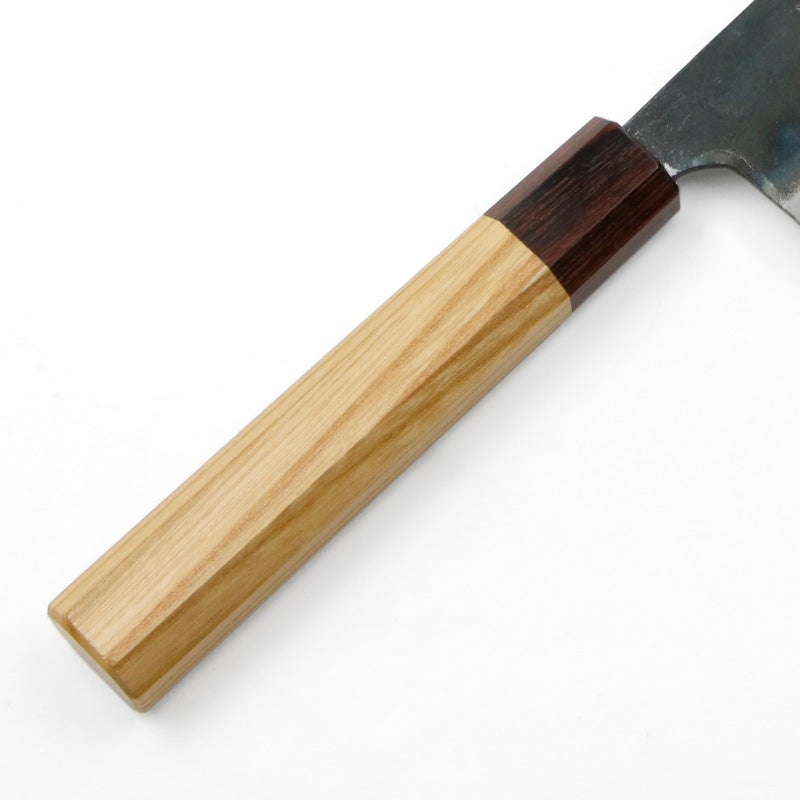 元兼 和牛刀 両刃 240mm 青紙1号 割込み 黒打ち仕上げ ケヤキ柄 鍛造品 土佐打ち刃物
