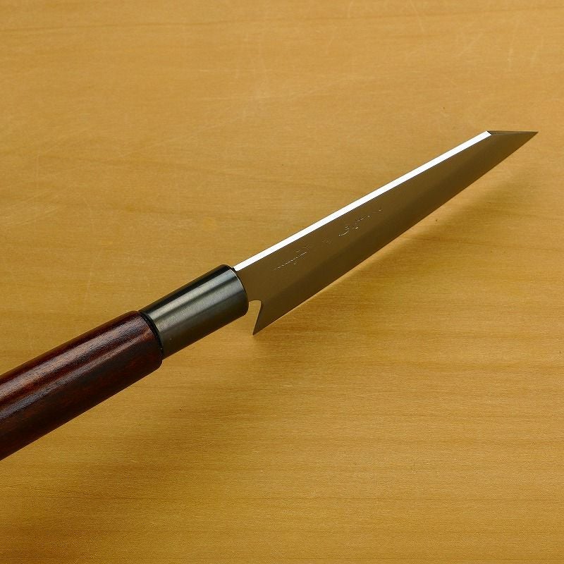三寿ゞ作 小包丁 両刃 105mm 切付型 V金10号 ステンレス割込み 真鍮口輪 漆塗り柄