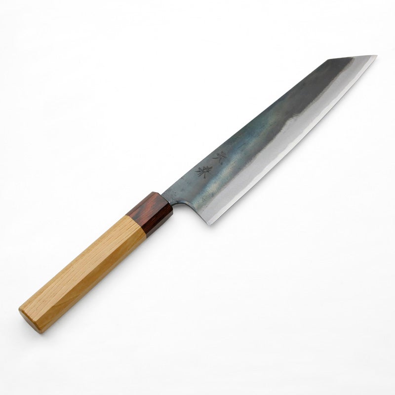 元兼 切付型 和牛刀 210mm 両刃 青紙1号 割込み 黒打ち仕上げ ケヤキ柄 木箱入り 極上品 土佐打ち刃物