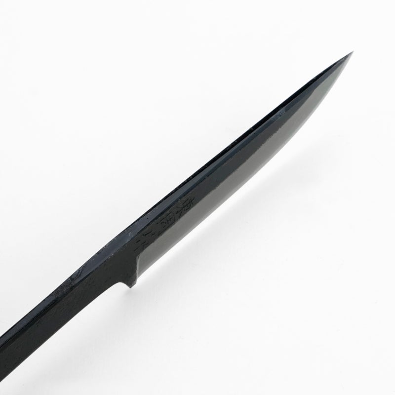 東周作 共柄剣鉈 100mm 黒打ちダマスカス 土佐 アウトドアナイフ 黒本皮ケース付き
