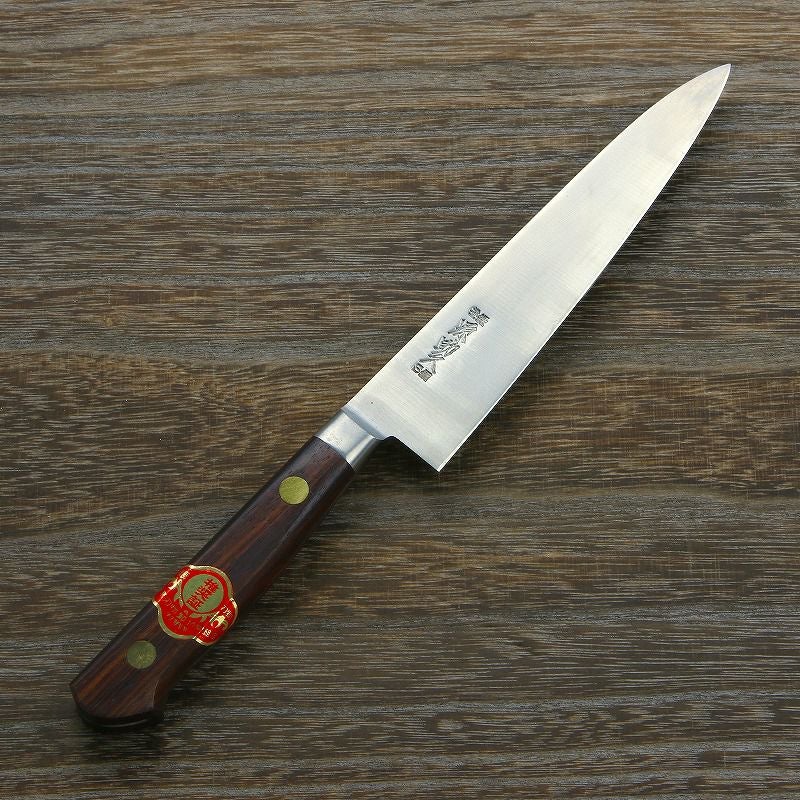 源 助久 牛刀 150mm スウェーデン鋼 共口金付き ツバ付きローズ柄