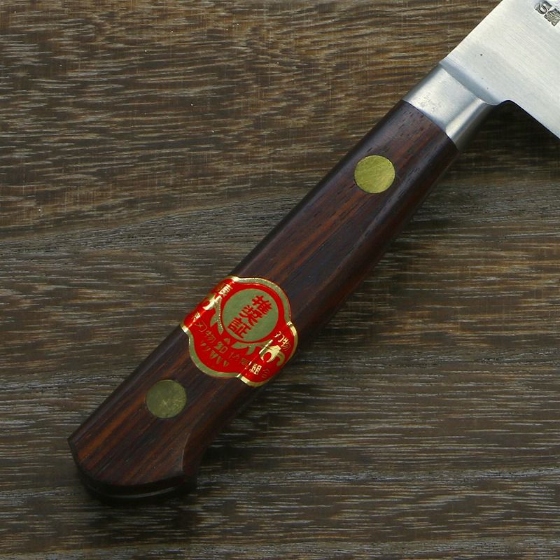 源 助久 牛刀 150mm スウェーデン鋼 ツバ付きローズ柄