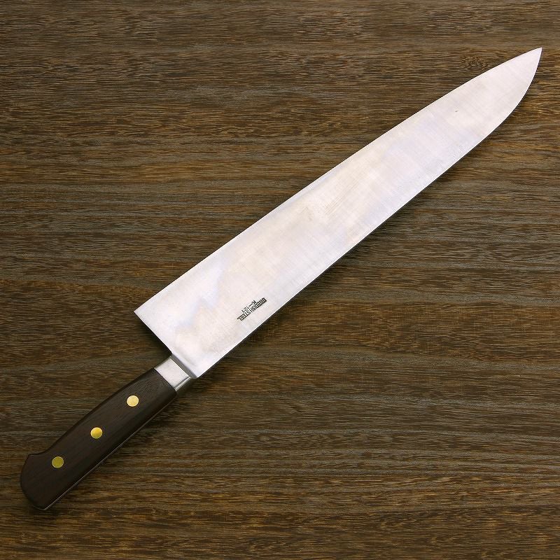 源 助久 牛刀 360mm スウェーデン鋼 ツバ付きローズ柄