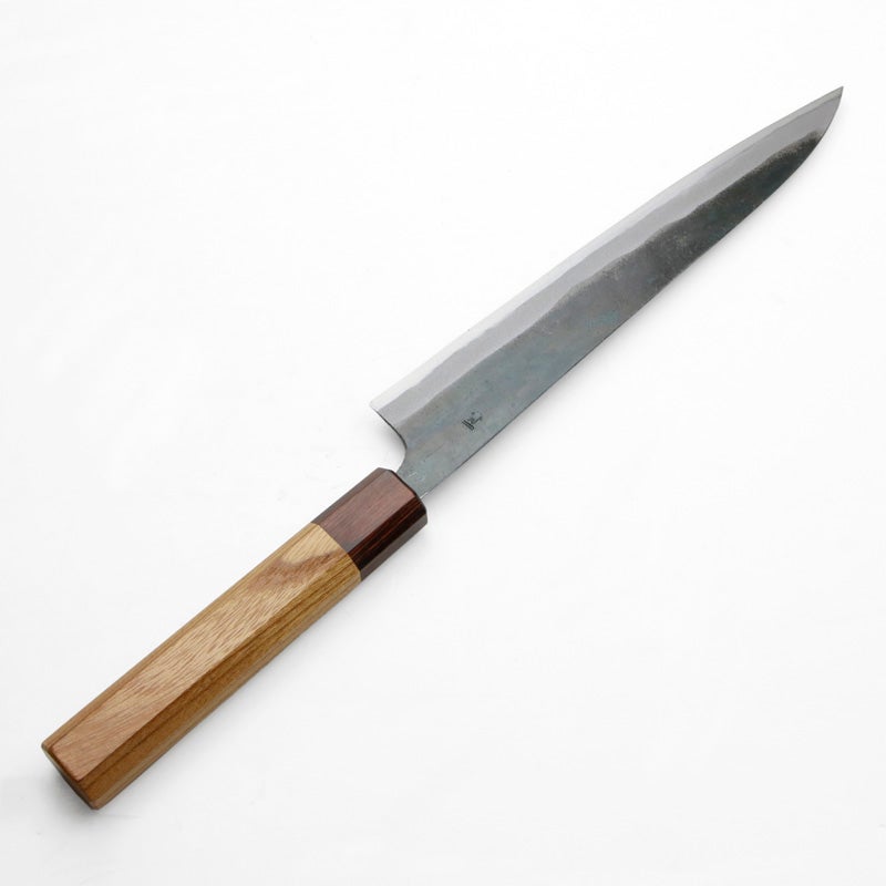 元兼 筋引き包丁 210mm 両刃 青紙1号 割込み 黒打ち仕上げ ケヤキ八角柄 土佐打ち刃物 極上品