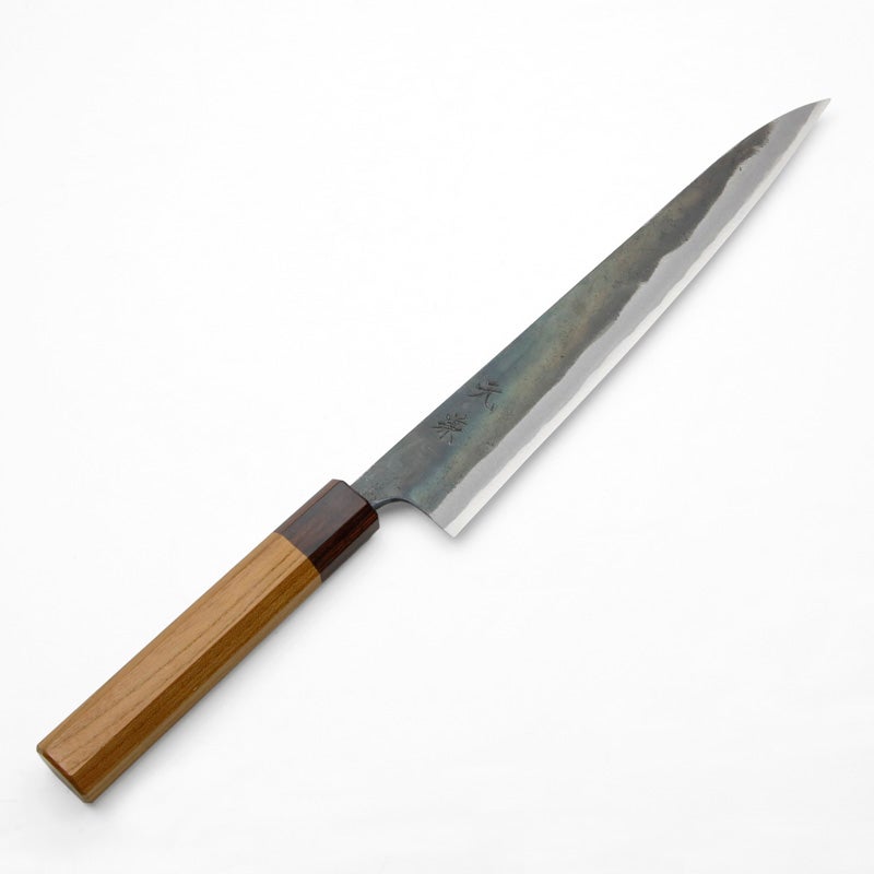 元兼 筋引き包丁 240mm 両刃 青紙1号 割込み 黒打ち仕上げ ケヤキ八角柄 土佐打ち刃物 極上品