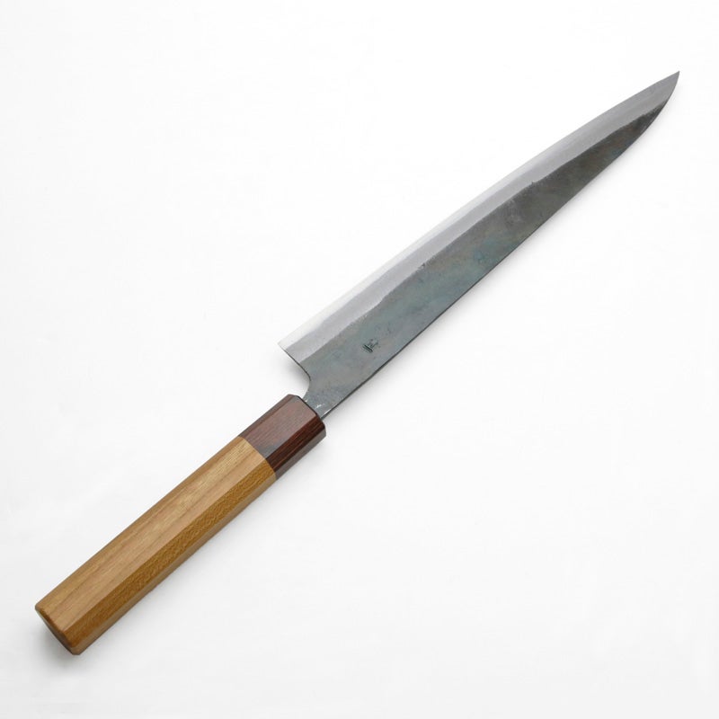 元兼 筋引き包丁 240mm 両刃 青紙1号 割込み 黒打ち仕上げ ケヤキ八角柄 土佐打ち刃物 極上品