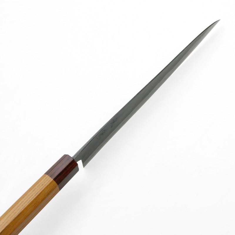 元兼 筋引き包丁 240mm 両刃 青紙1号 割込み 黒打ち仕上げ ケヤキ八角柄 土佐打ち刃物 極上品