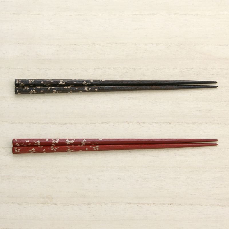 えちぜん箸 夫婦箸 六角拭き 漆 小花ちらし