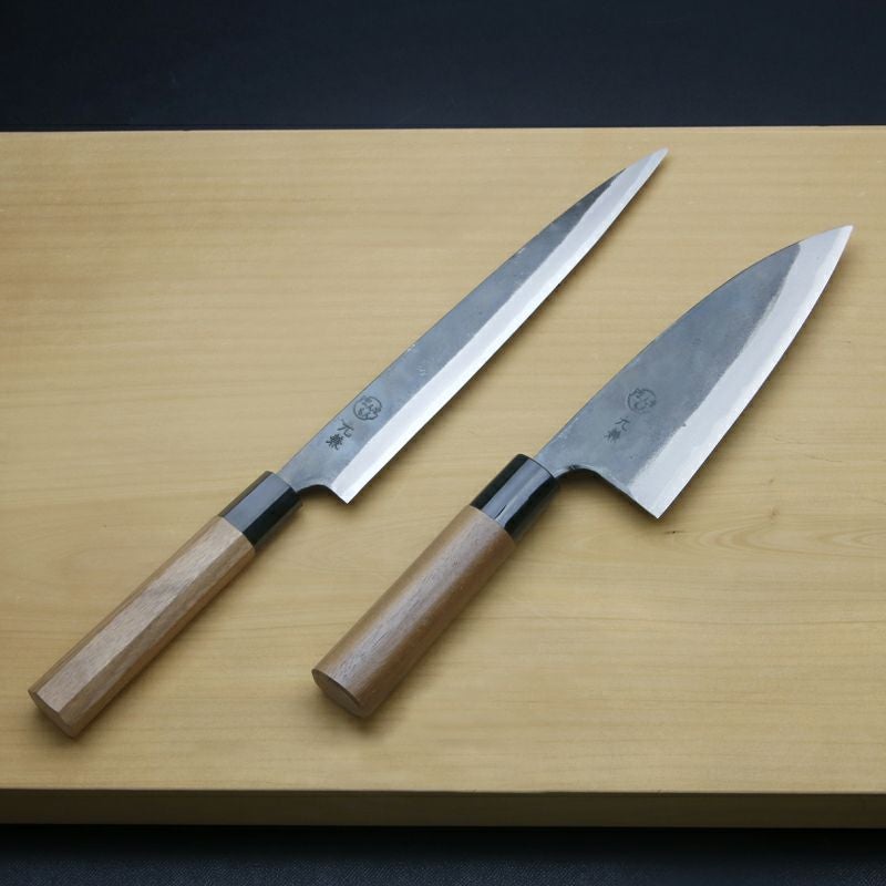 元兼 鍛造 黒打ち 両刃包丁 2本セット 出刃包丁150mm＆柳刃包丁210mm