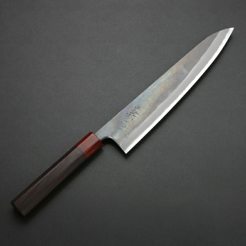 土佐打刃物　青2 和　牛刀　240mm 包丁　8寸　黒打　霞　手打　青紙 牛刀 青紙2号 黒打 ダマスカス 黒檀水牛柄 210mm – MUSASHI