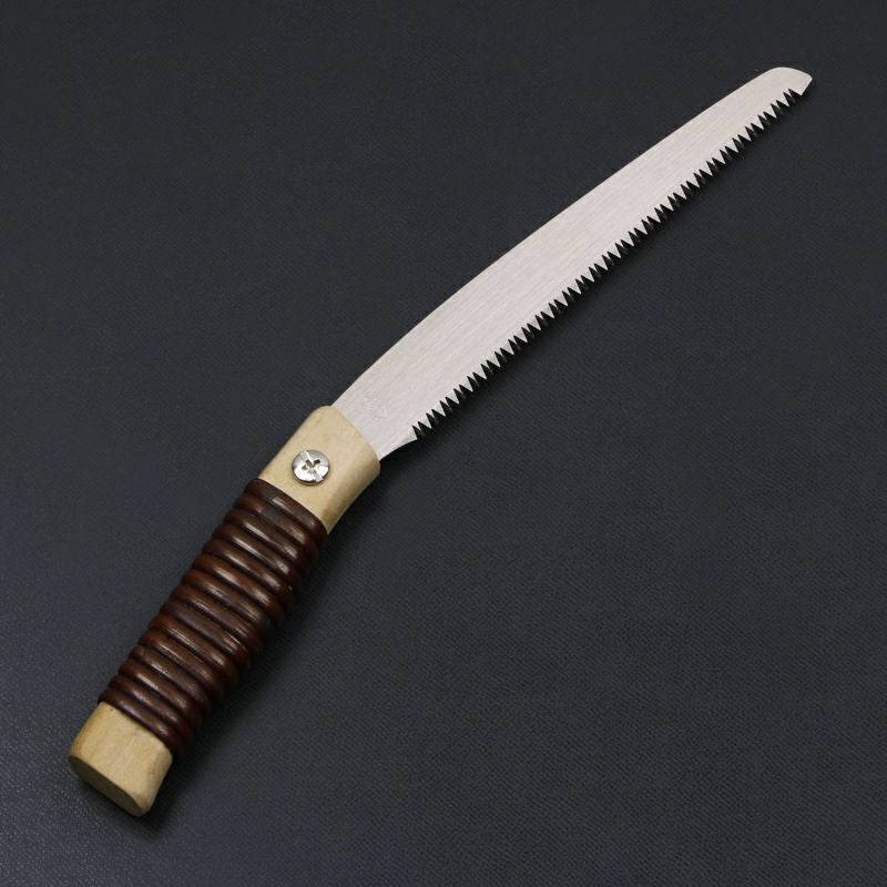 ヒシカ印 替刃式 ミニ剪定鋸150mm 籐巻柄 鞘付き 全体
