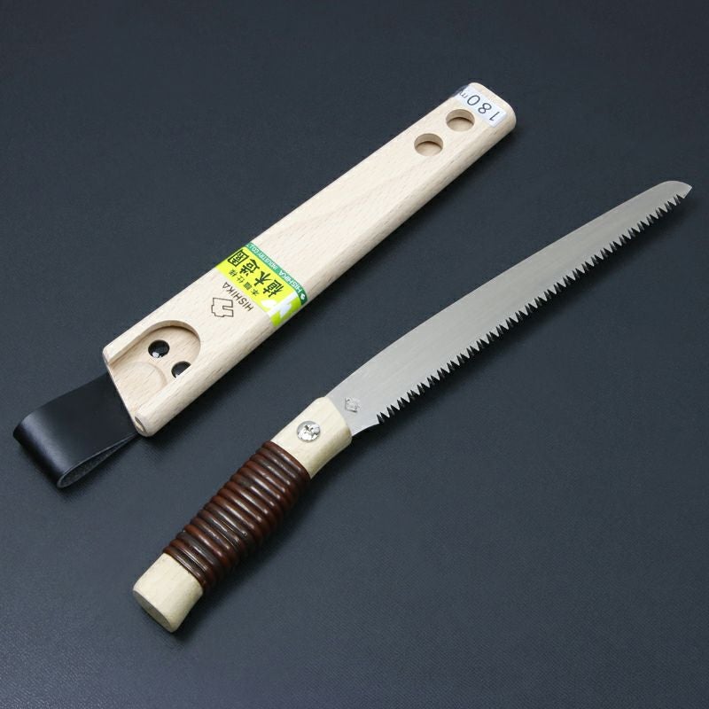 ヒシカ印 替刃式 ミニ剪定鋸180mm 籐巻柄 鞘付き 鞘付き