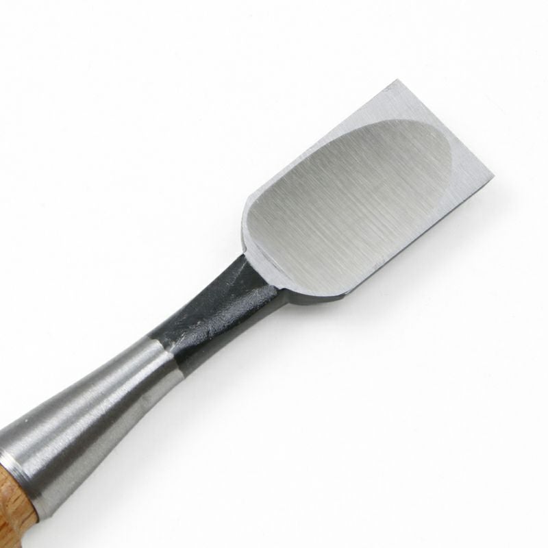 細工鑿 平型 24mm 白紙2号 赤樫柄 一般向け 切先裏