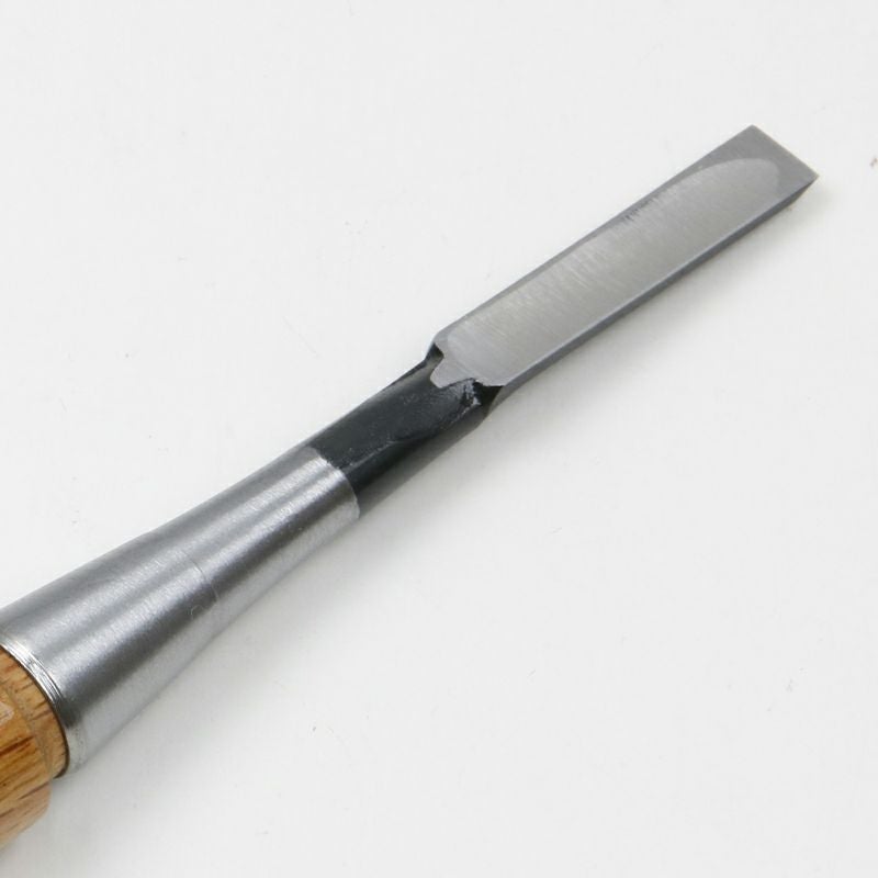 細工鑿 平型 9mm 白紙2号 赤樫柄 一般向け 切先裏