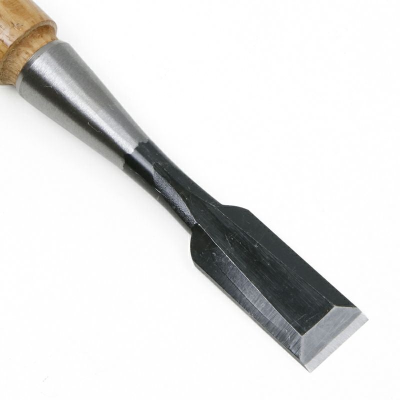 細工鑿 平型 18mm 白紙2号 赤樫柄 一般向け 切先