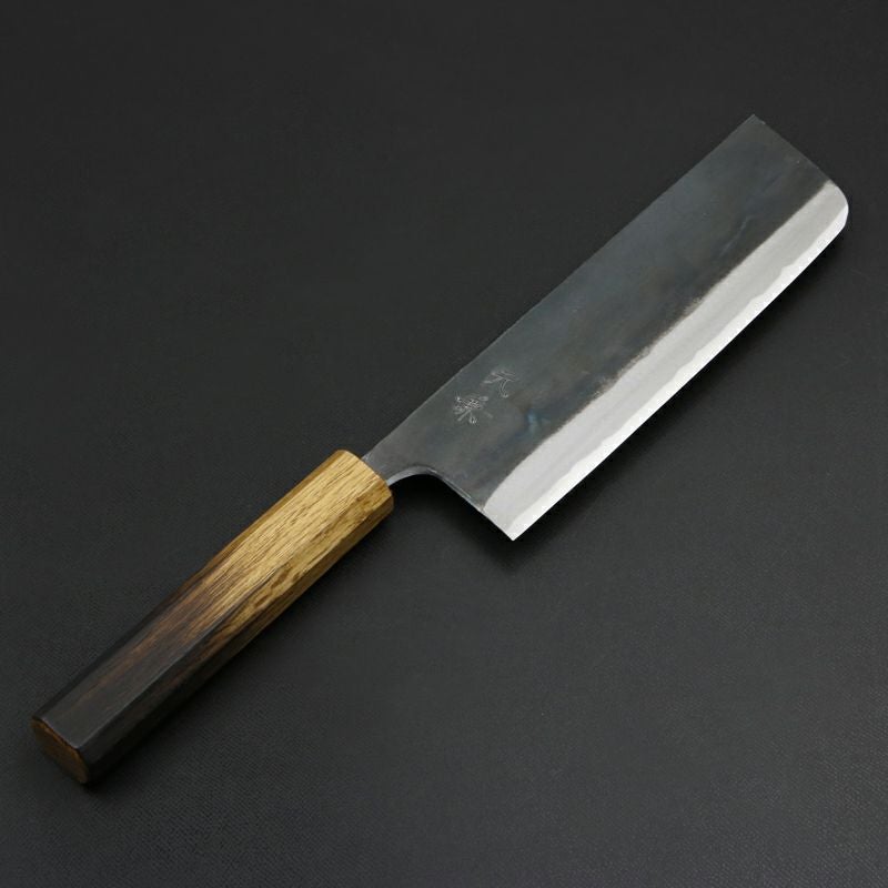 マ*サ様 安来鋼青紙　土佐黒打　菜切包丁　165ミリ 元兼 菜切り包丁 165mm 両刃 青紙スーパー 割込み 黒打ち仕上げ 焼き漆