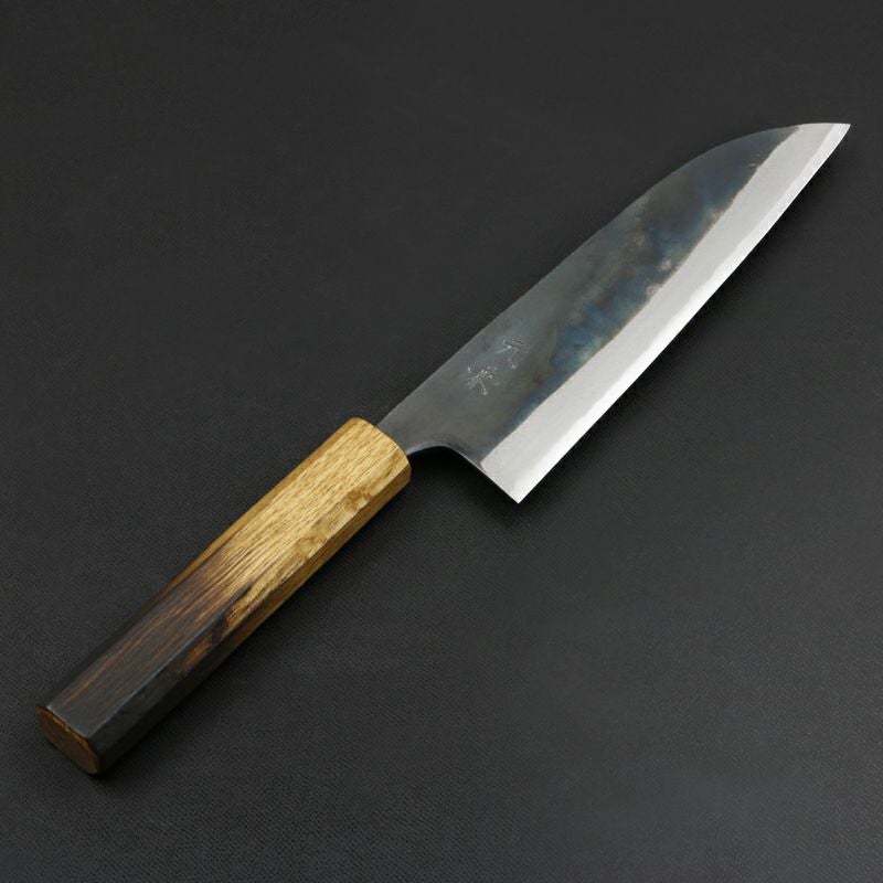 黒打　三徳包丁　青紙　170mm 楽天市場】元兼 三徳包丁 170mm 両刃 青紙スーパー 割込み 黒打ち