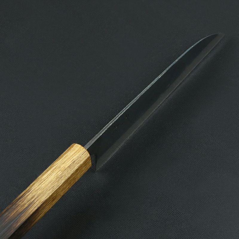 元兼 三徳包丁 165mm 両刃 青紙スーパー 割込み 黒打ち仕上げ 焼き漆柄 土佐打ち刃物 極上品 峰