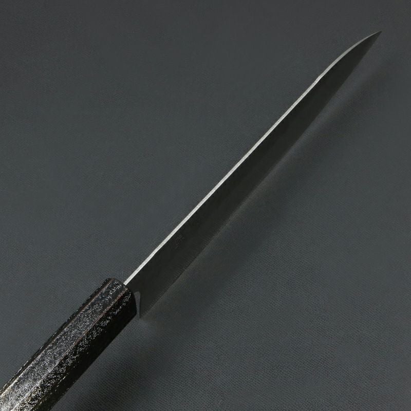 重勝 和牛刀 両刃 210mm 銀三ステンレス 梨地 暗銀漆柄 峰