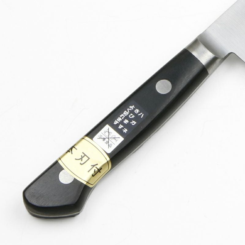 源 兼正 ペティ 両刃 150mm 全鋼 口金付き 黒合板柄 本刃付仕様 柄