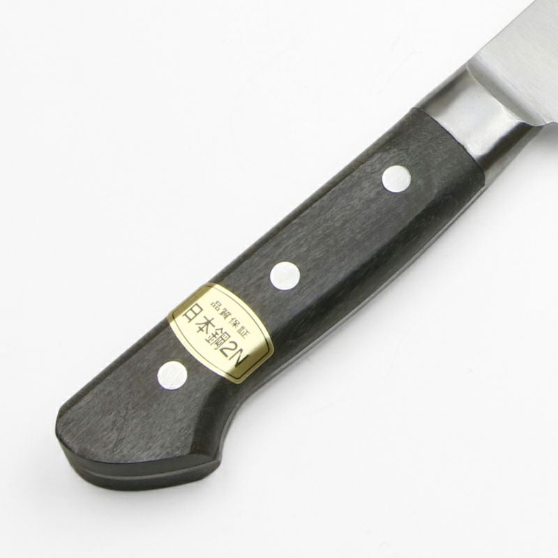 源 兼正 牛刀 両刃 330mm 全鋼 口金付き 黒合板柄 本刃付仕様 柄