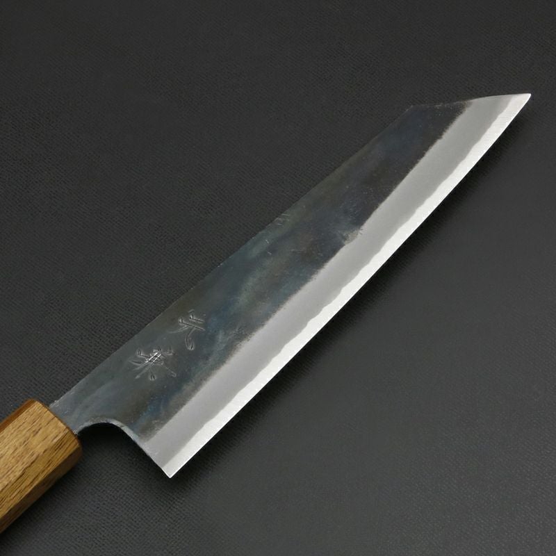 元兼 和牛刀 180mm 両刃 青紙スーパー 割込み 黒打ち仕上げ 焼き漆柄 土佐打ち刃物 極上品 刃先