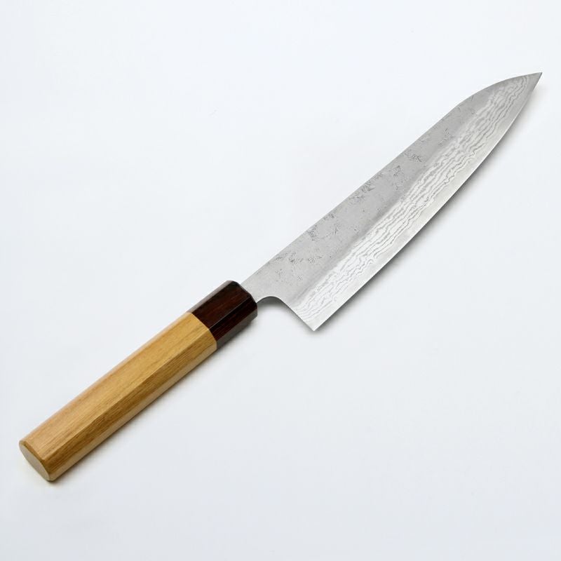 和牛刀 210mm 両刃 スウェーデン鋼 和紙地 33層ダマスカス模様 八角