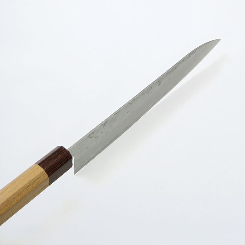 和牛刀 210mm 両刃 スウェーデン鋼 和紙地 33層ダマスカス模様 八角ケヤキ柄 峰