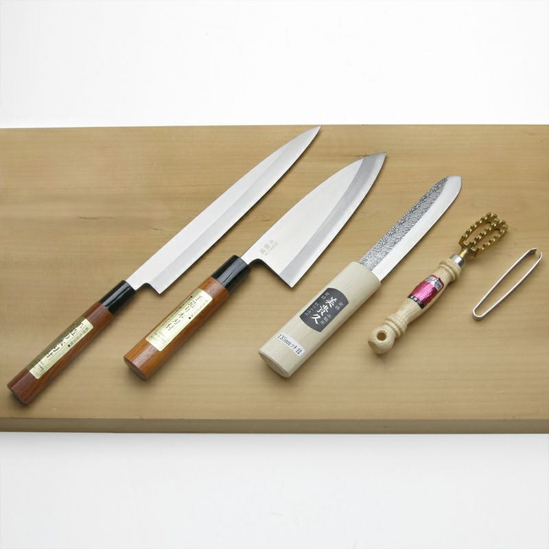 お魚捌きセット V金10号 複合ステンレス 出刃包丁 片刃 165mm 出刃包丁 片刃 165mm 出刃包丁 片刃 165mm 骨抜き うろこ取りセット