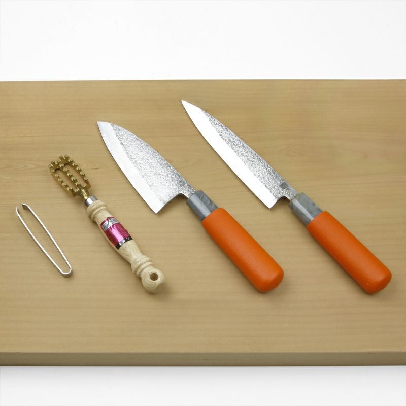 お魚捌きセット V金10号 ステンレス 左利き用 貝裂き包丁 片刃 150mm 小出刃包丁 片刃 120mm 骨抜き うろこ取りセット