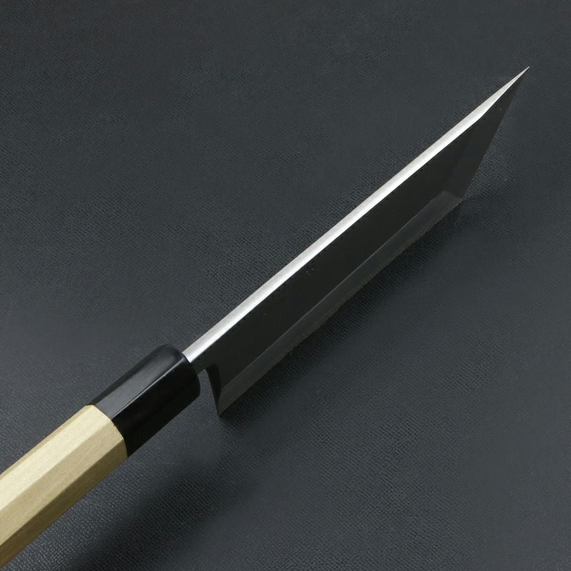 東周作 鰻裂き包丁 片刃 165mm 江戸裂き 関東型 青紙2号 付け鋼 磨き仕上 八角水牛柄 峰