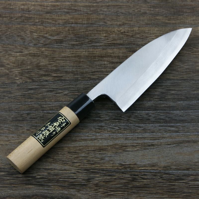 出刃包丁 片刃 150mm 銀三ステンレス 桜柄 一般家庭用 規格外品 全体