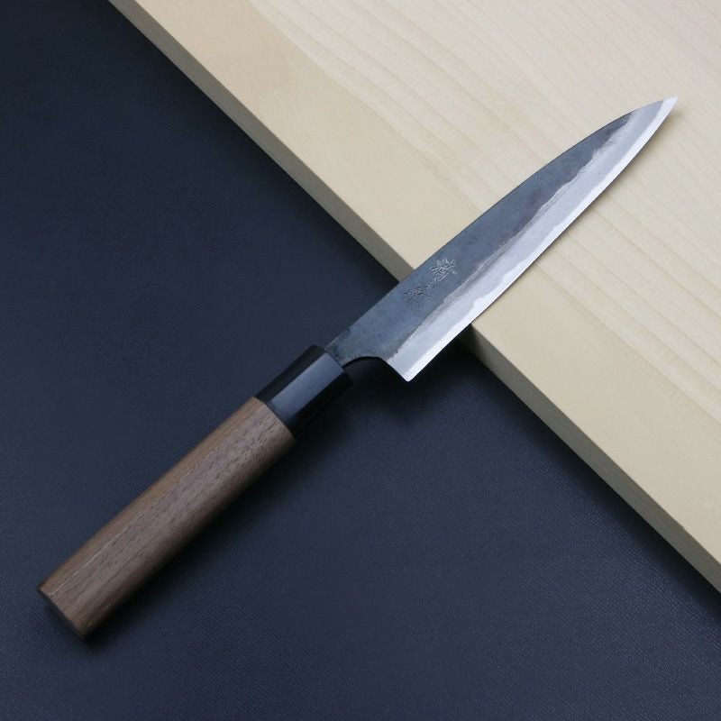 清兼 柳刃包丁 150mm 両刃 青紙スーパー 割込み 黒打ち仕上げ クルミ柄 規格外品 全体