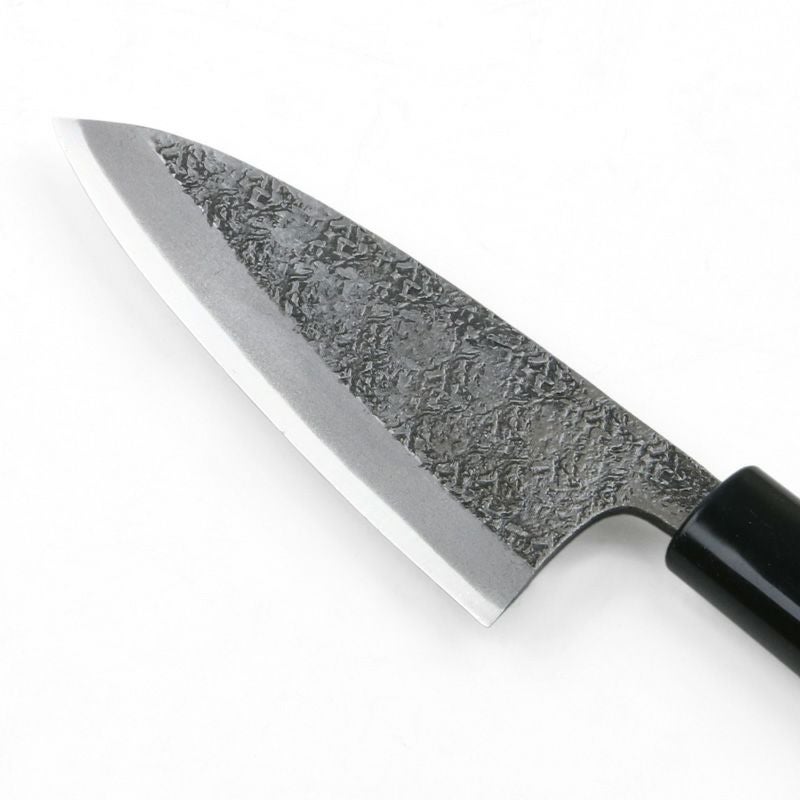 美貴久 小出刃包丁 片刃 105mm 白紙2号 鋼付 槌目仕上げ 左利き用 刃