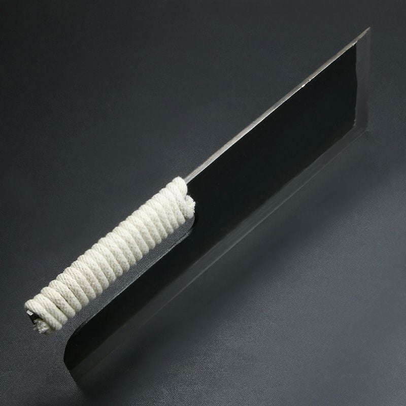 そば切り包丁 片刃 330mm 黒打ち仕上げ ロープ巻き 峰