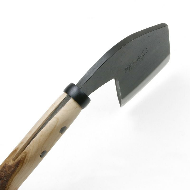 越後鉈鍛冶 味方屋作 両刃首曲り 桜柄 刃当て付ナタ 峰