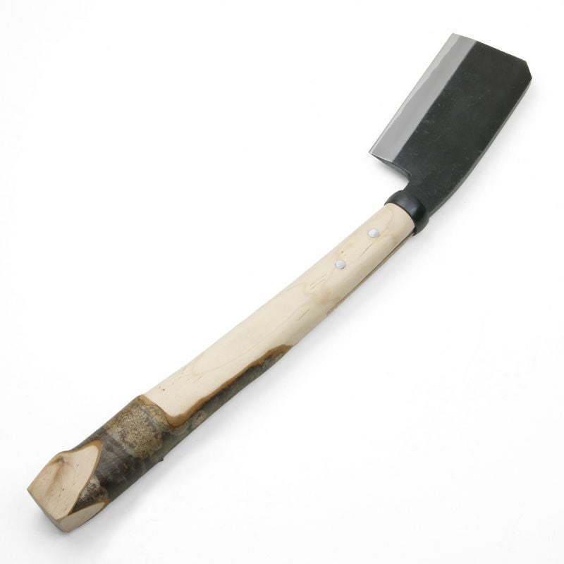 日野浦刃物工房 味方屋作 越後鍛冶鉈 両刃 東型 桜柄 刃当て付き 裏