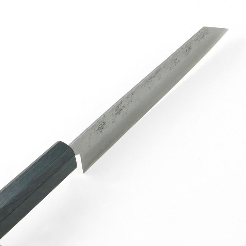重勝 文化包丁 170mm 両刃 スウェーデン鋼 和紙地 33層ダマスカス模様 八角燦藍柄 峰
