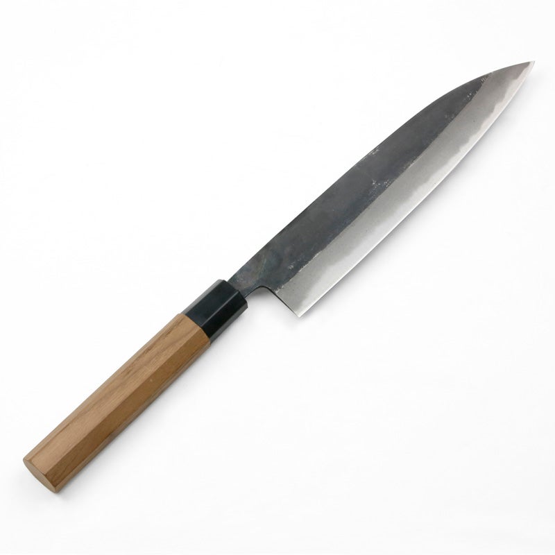 和牛刀 両刃210mm 青紙2号 割込み 黒打ち仕上げ 八角クルミ柄 長期保管