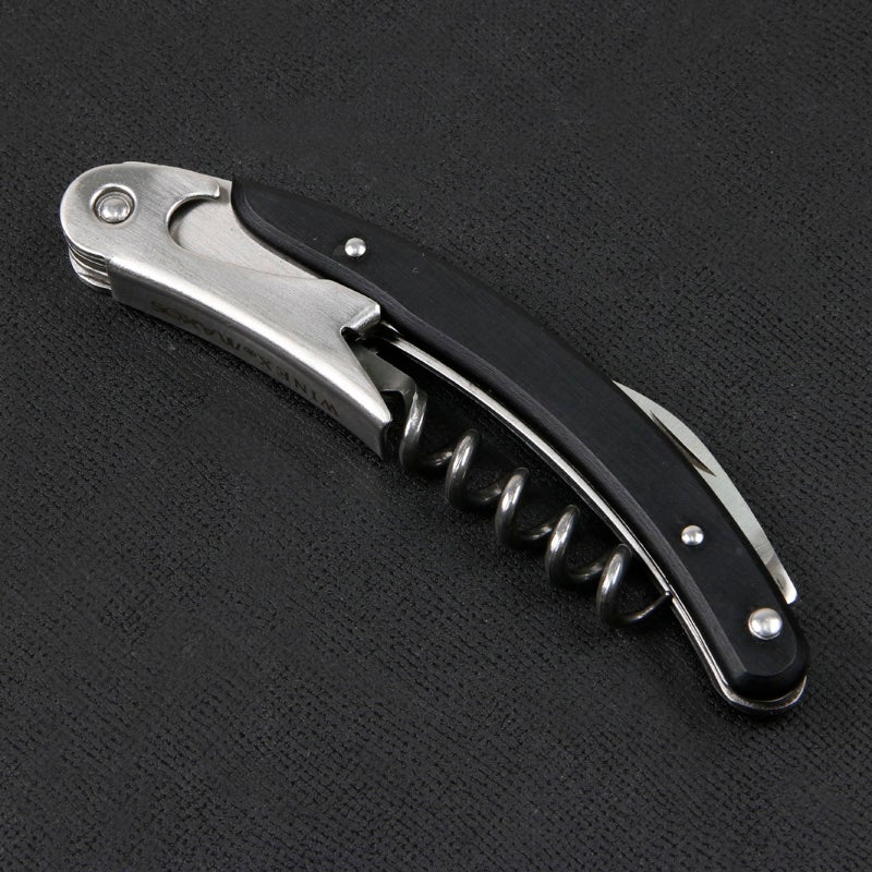 MAXOS ソムリエナイフ ステンレスブレード 黒合板グリップ シングルアクション 全体