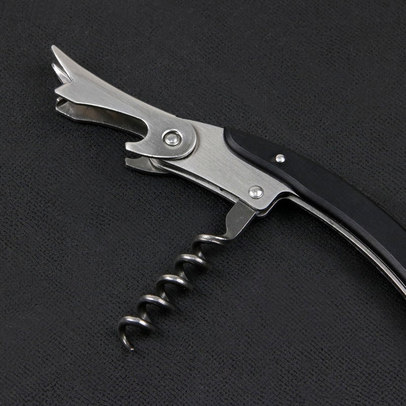 MAXOS ソムリエナイフ ステンレスブレード 黒合板グリップ シングルアクション フック