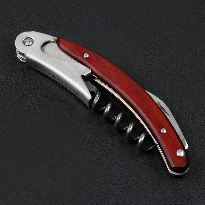 MAXOS ソムリエナイフ ステンレスブレード 赤合板グリップ シングルアクション 全体