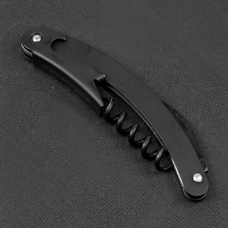 MAXOS ソムリエナイフ ステンレスブレード シルバー＆ブラックグリップ シングルアクション 全体