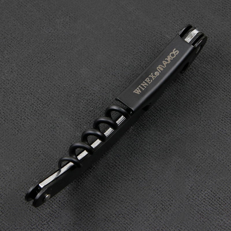 MAXOS ソムリエナイフ ステンレスブレード シルバー＆ブラックグリップ シングルアクション 収納