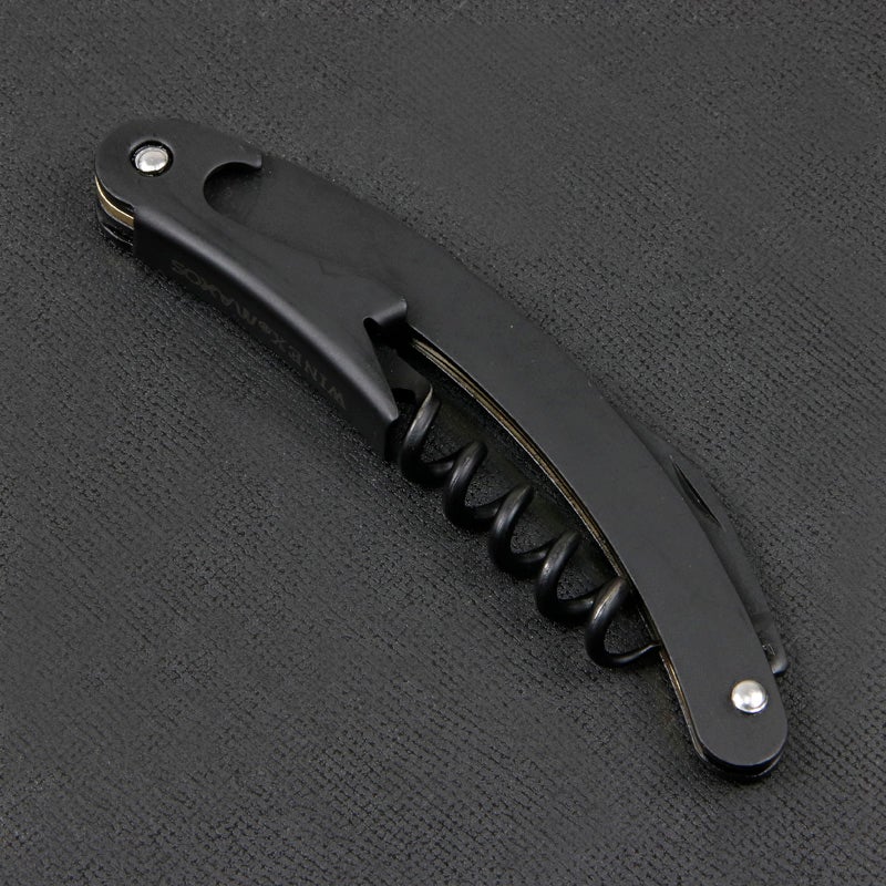 MAXOS ソムリエナイフ ステンレスブレード ゴールド＆ブラックグリップ シングルアクション 全体