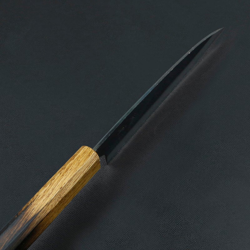 元兼 ペティナイフ 135mm 両刃 青紙スーパー 割込み 黒打ち仕上げ 焼き漆柄 土佐打ち刃物 極上品 峰