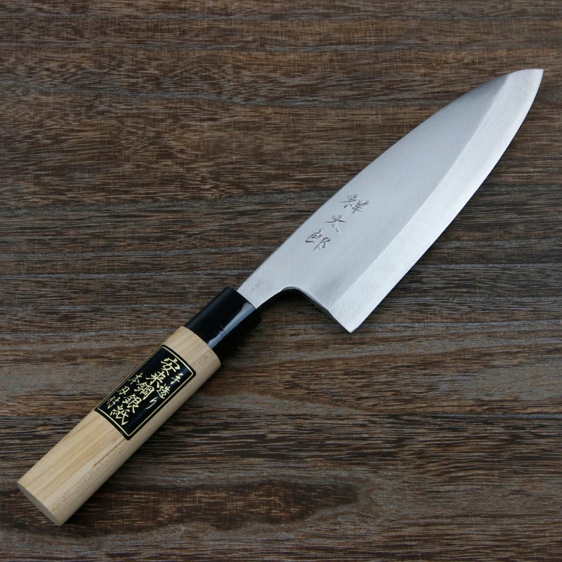 出刃包丁 片刃 180mm 銀三ステンレス 桜柄 一般家庭用 名入れサンプル品 全体