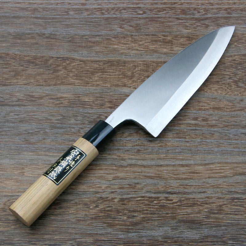 出刃包丁 片刃 180mm 銀三ステンレス 桜柄 一般家庭用 規格外品 全体