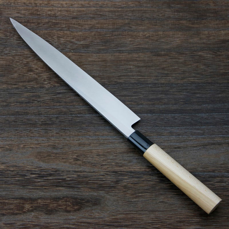 柳刃包丁 片刃 240mm 銀三ステンレス 桜柄 左利き用 一般家庭用 規格外品 裏