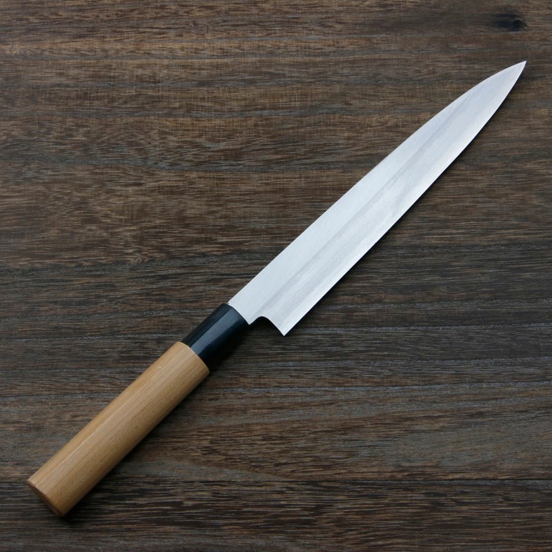 柳刃包丁 片刃 210mm 青紙2号 桜柄 一般家庭向け 規格外品 全体